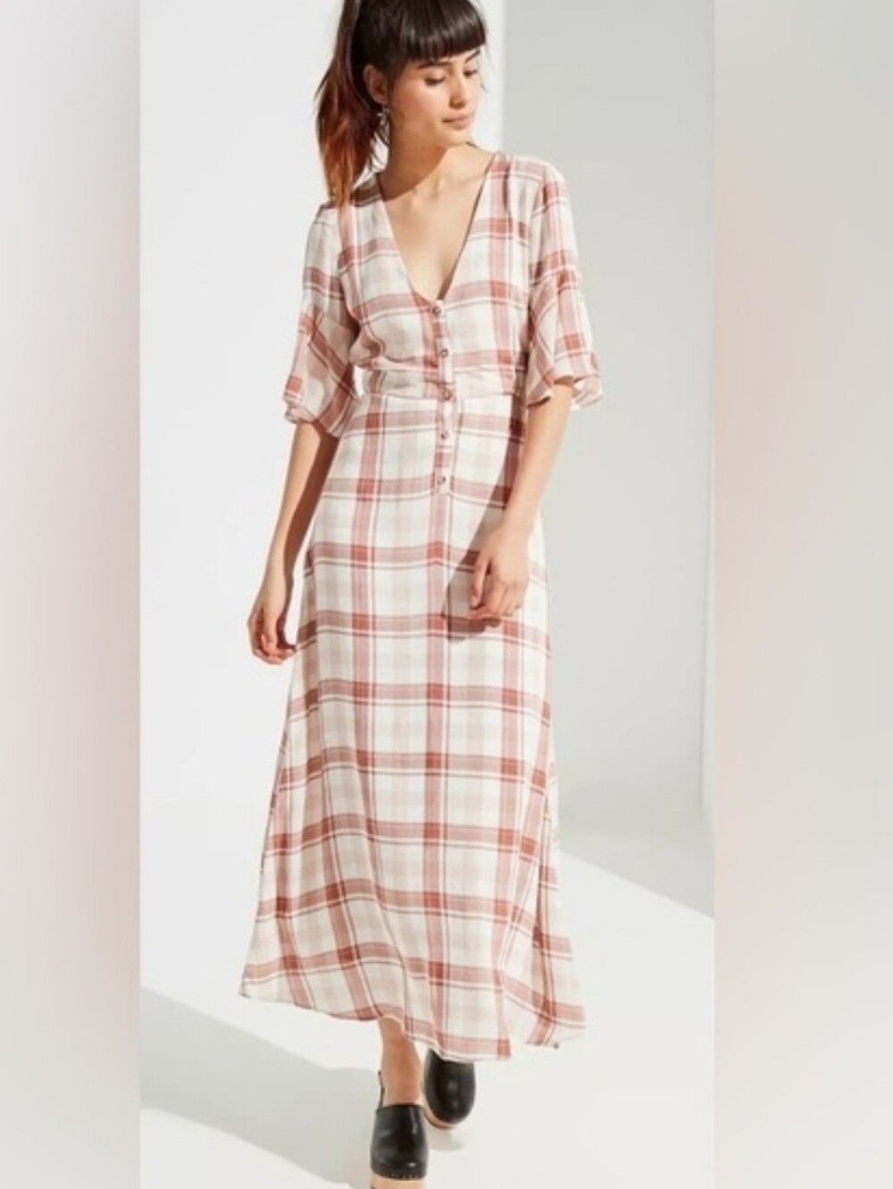 Urban Outfitters Wear Everywhere Plaid Print Maxi Dress, Size S